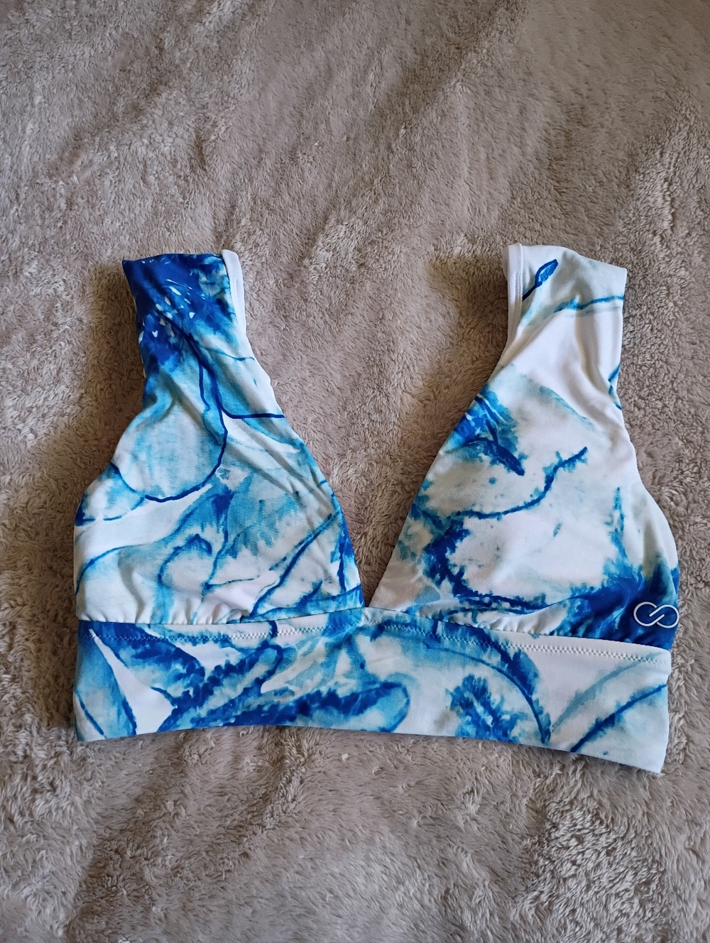 Calia Watercolor Blue and White Bikini Top Size Small